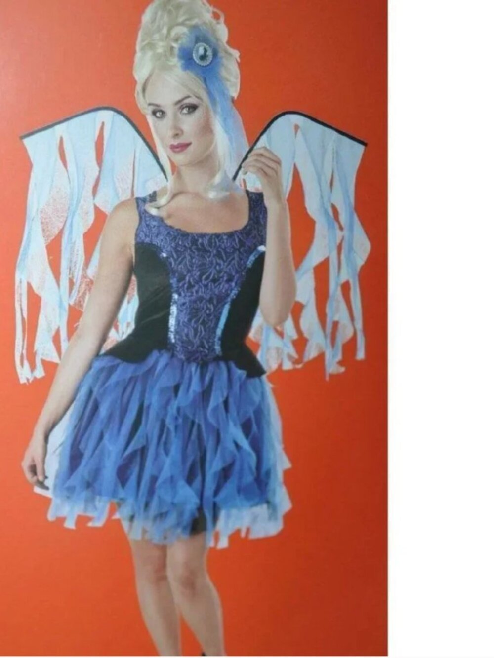 Fairy Midnight Halloween Costume 8/10 Blue Top, Skirt, Wings, Clip Women's 4 Pc